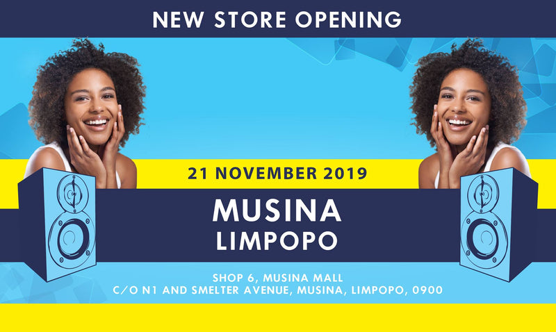 New electronics and music instrument store opening in Musina, Limpopo.