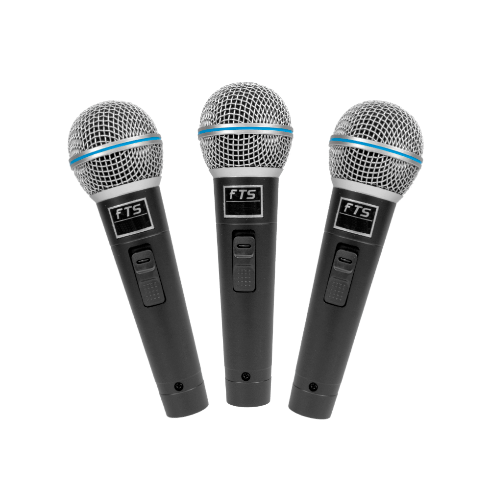 FTS Three In-Pack Dynamic Vocal Microphones. MIC3C - Fastrak