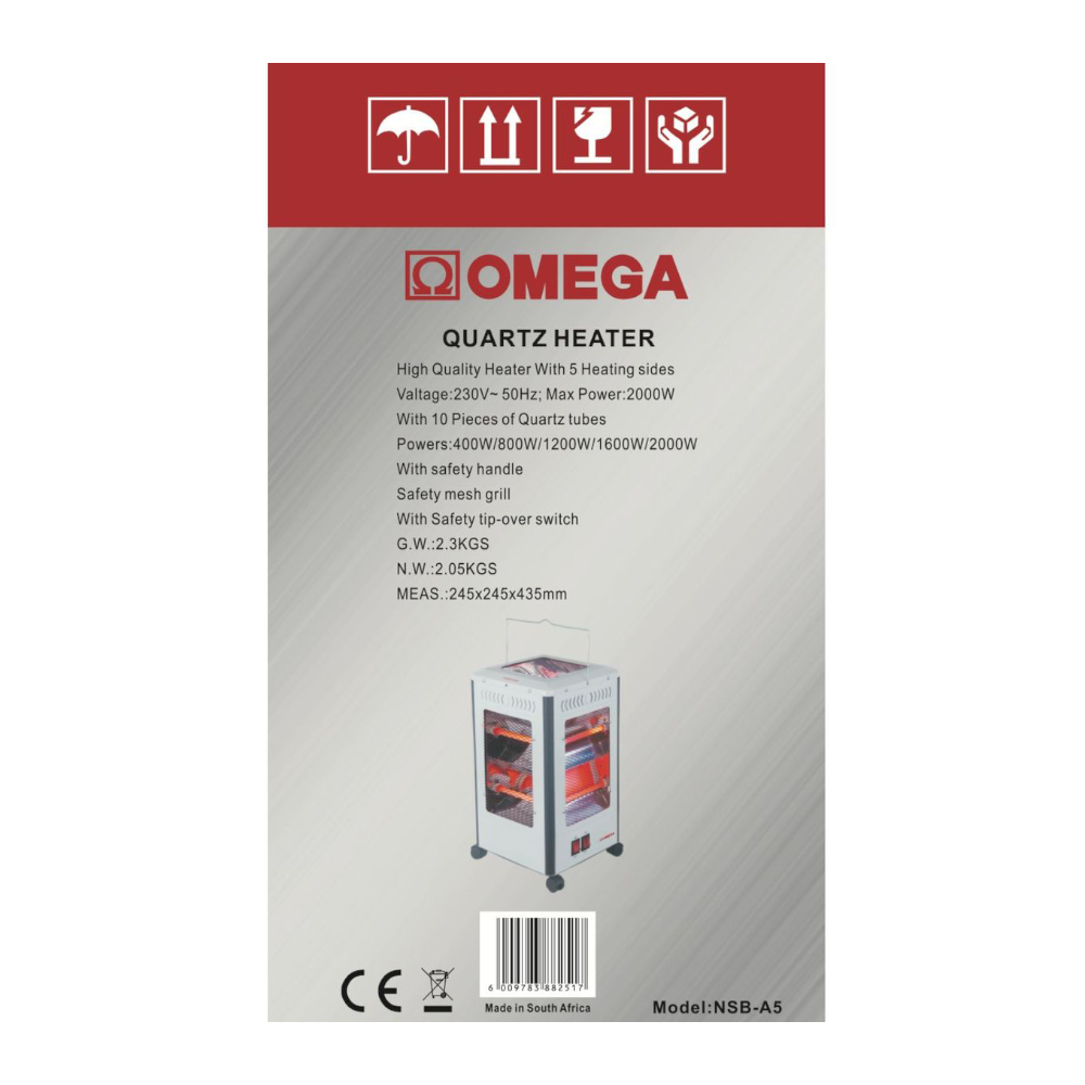 Omega Quartz Heater-Fast Heating Indoor 2000W [NSB-A5] - Fastrak