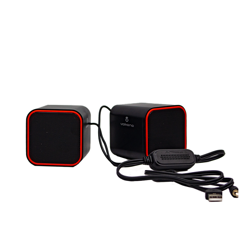 VB-702-Red Volkano USB Diamond Serie Powered Stereo Speakers RD
