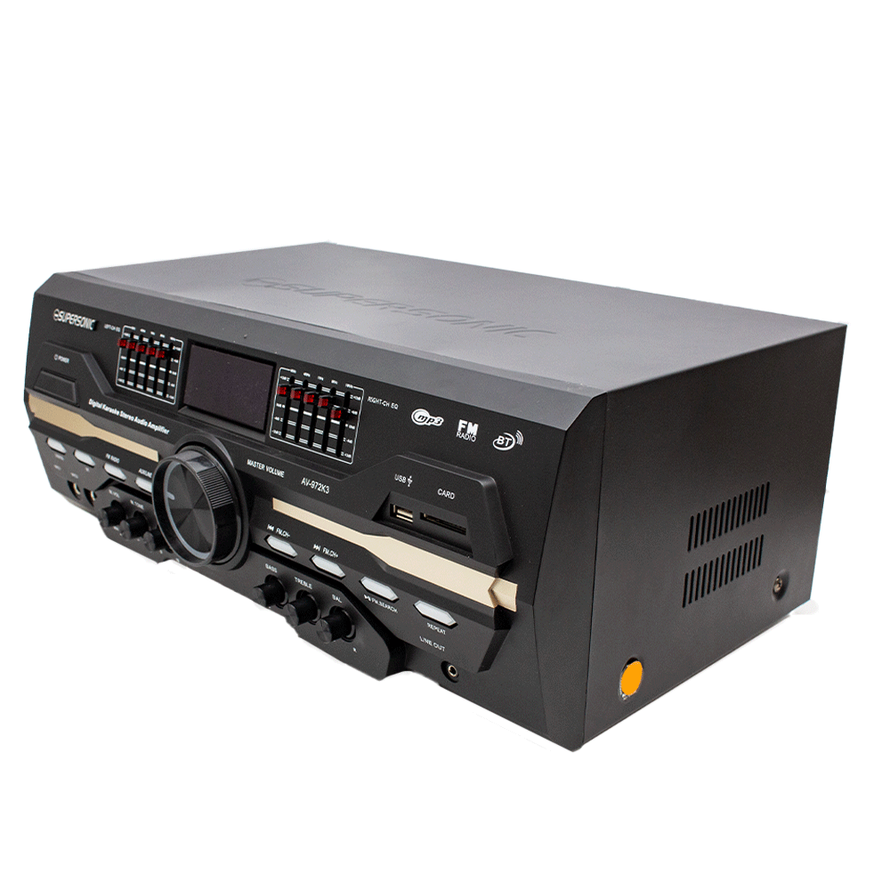 AV - 972K3 Supersonic 2 Mic Port, USB, SD, FM &amp; BT Home Amplifier - Fastrak