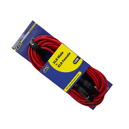 FTS 10m XLR Male - XLR Female Mic Cable [FTST - X009+TX012RED/10M] - Fastrak
