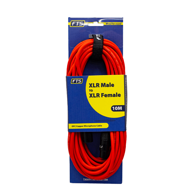 FTS XLR Male - XLR Female Mic Cable [TX009+TX012ORANGE/10M] - Fastrak