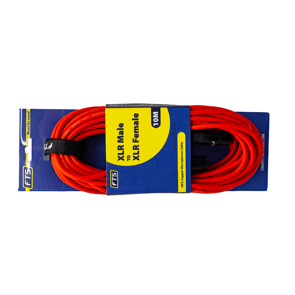 FTS XLR Male - XLR Female Mic Cable [TX009+TX012ORANGE/10M] - Fastrak
