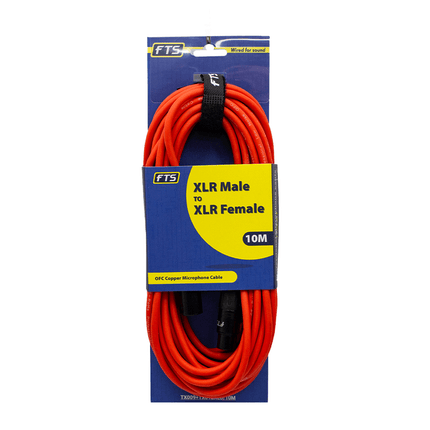 FTS XLR Male - XLR Female Mic Cable [TX009+TX012ORANGE/10M] - Fastrak
