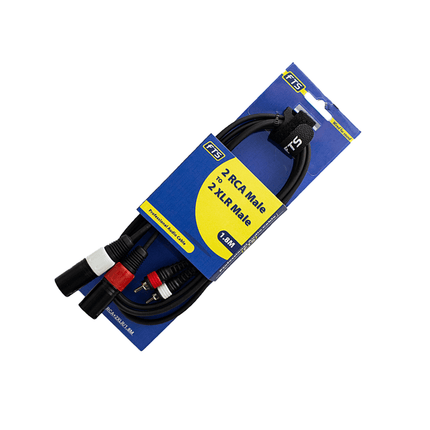 FTS - C2RCA+2XLR/1.8 2RCA Male - 2XLR Male 1.8m Black - Fastrak