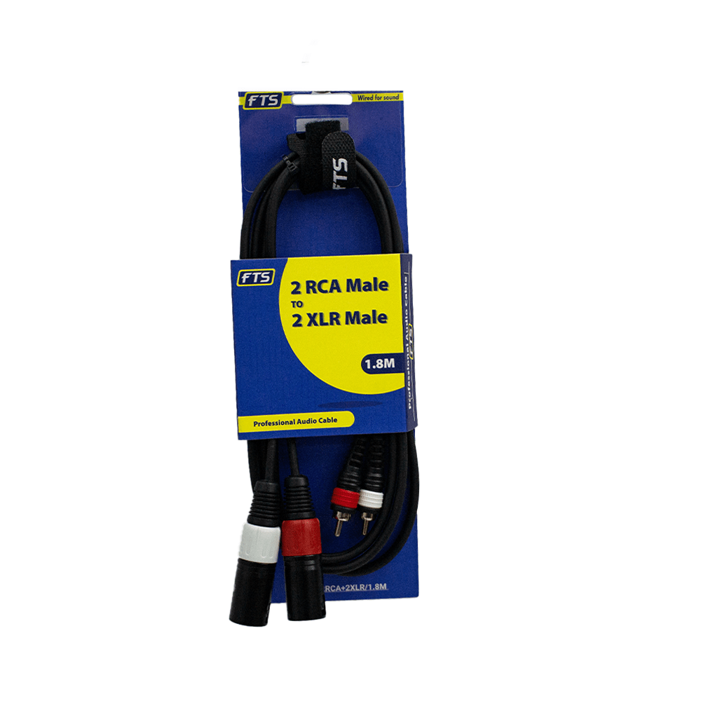 FTS - C2RCA+2XLR/1.8 2RCA Male - 2XLR Male 1.8m Black - Fastrak