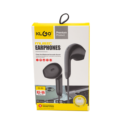 KS - 65 BK KlGo Earpohes Black - Fastrak