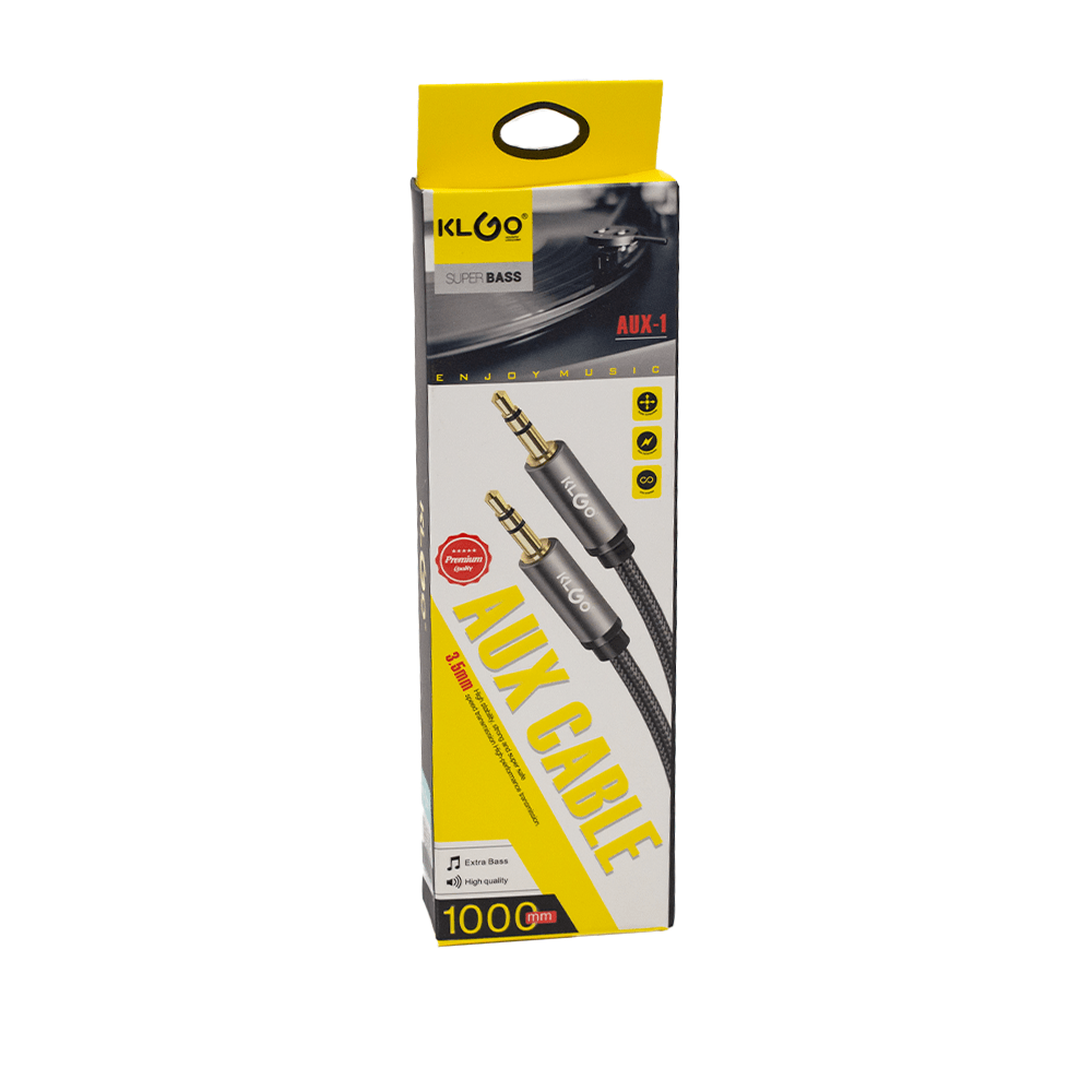 Aux - 1 3.5mm to 3.5mm KlGo Audio Cable 1m - Fastrak