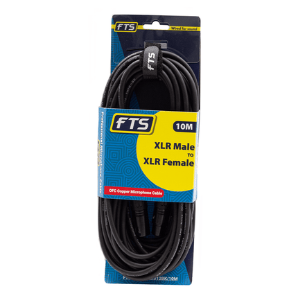 FTS 10M XLR Male - XLR Female Mic Cable [TX009+TX012BK] - Fastrak
