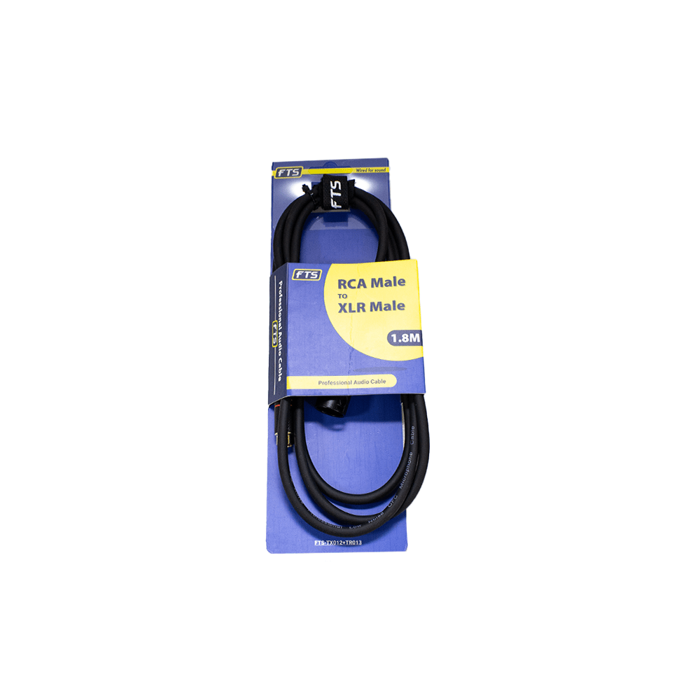 FTS - TX012+TR012/1.8M XLR Mle To RCA Mle Cable 1.8m - Fastrak