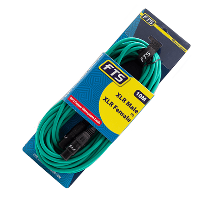 FTST 10M XLR Male - XLR Female Mic Cable Green [X009+TX012GR/] - Fastrak