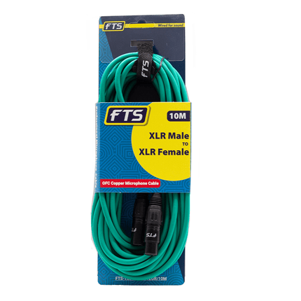 FTST 10M XLR Male - XLR Female Mic Cable Green [X009+TX012GR/] - Fastrak
