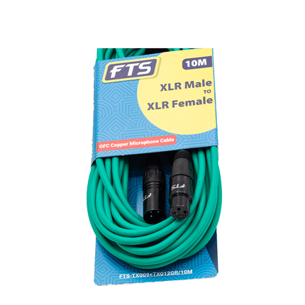 FTST 10M XLR Male - XLR Female Mic Cable Green [X009+TX012GR/] - Fastrak