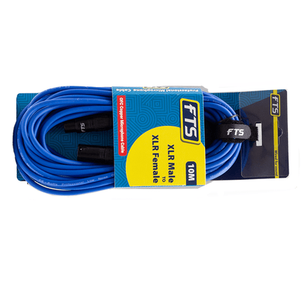FTS 10M XLR Male - XLR Female Mic Cable Blue [TX009+TX012BL] - Fastrak