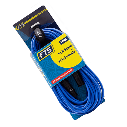 FTS 10M XLR Male - XLR Female Mic Cable Blue [TX009+TX012BL] - Fastrak