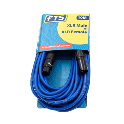 FTS 10M XLR Male - XLR Female Mic Cable Blue [TX009+TX012BL] - Fastrak