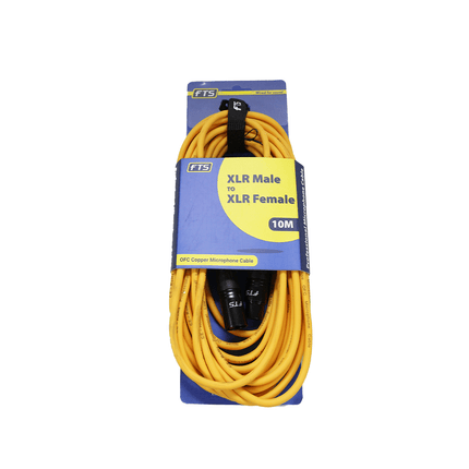 FTS XLR Male - XLR Female Mic Cable Yellow [FTS - TX009+TX012YL/10M] - Fastrak