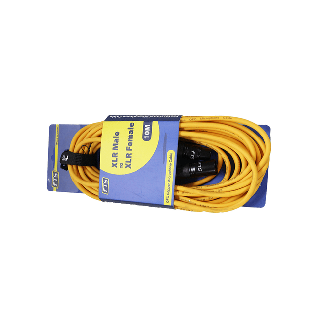 FTS XLR Male - XLR Female Mic Cable Yellow [FTS - TX009+TX012YL/10M] - Fastrak