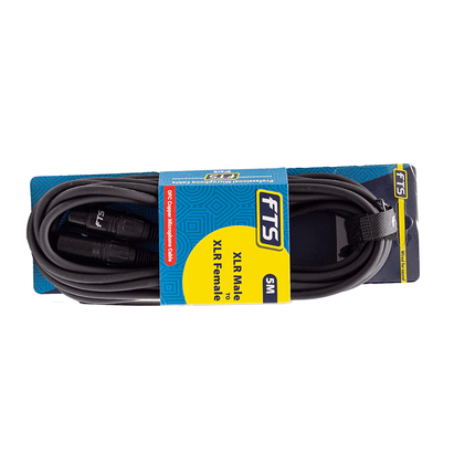 FTS 5M XLR Male XLR Female Mic Cable Black [TX009+TX012BK] - Fastrak