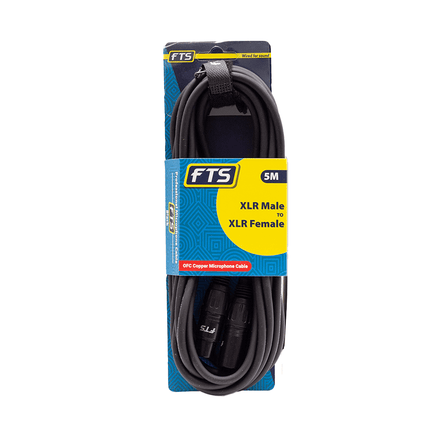 FTS 5M XLR Male XLR Female Mic Cable Black [TX009+TX012BK] - Fastrak