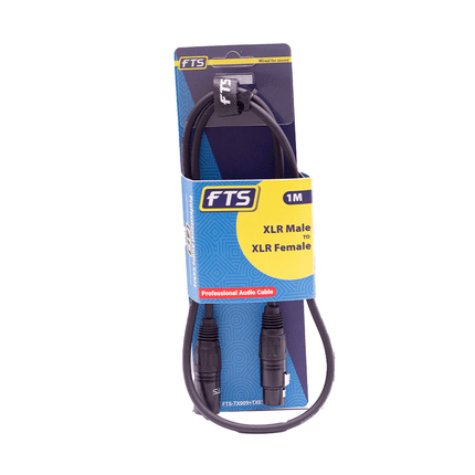 FTS 1M XLR Male XLR Female Mic Cable [TX009+TX012BK] - Fastrak
