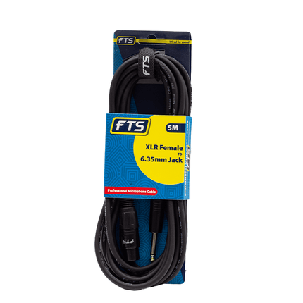FTS 5M XLR Female to 6.35 Male Mono Jack [TX009+TJ013/5M] - Fastrak