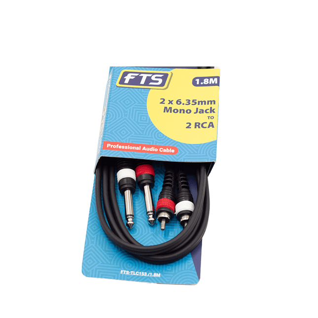 FTS 1.8M 2X6.35mm Mono Jack To 2RCA [TLC153] - Fastrak