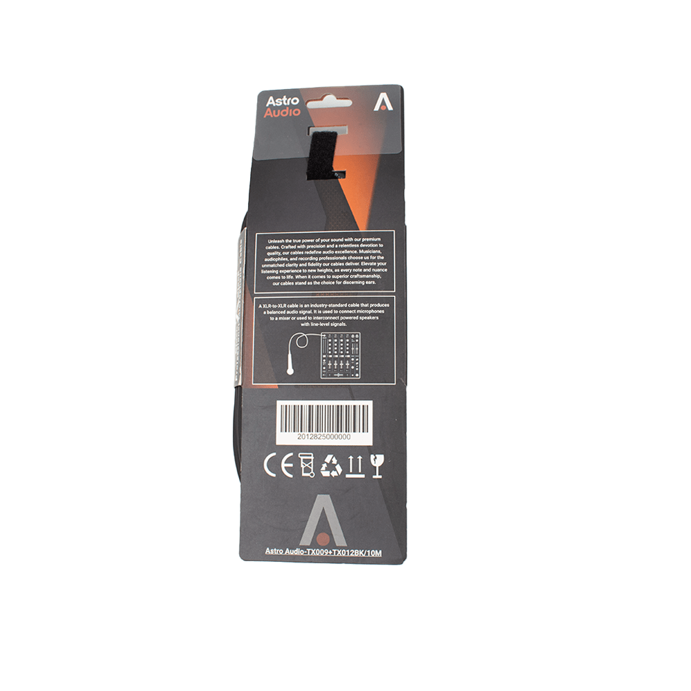Astro Audio XLR Male to XLR Female Mic Cable 10M [TX009-TX012BK 10M] - Fastrak