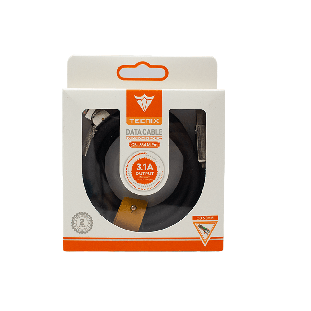 Tecnix OD 6.0m Mecha Wire USB TO Micro USB Black [CBL - 834 - M BK] - Fastrak