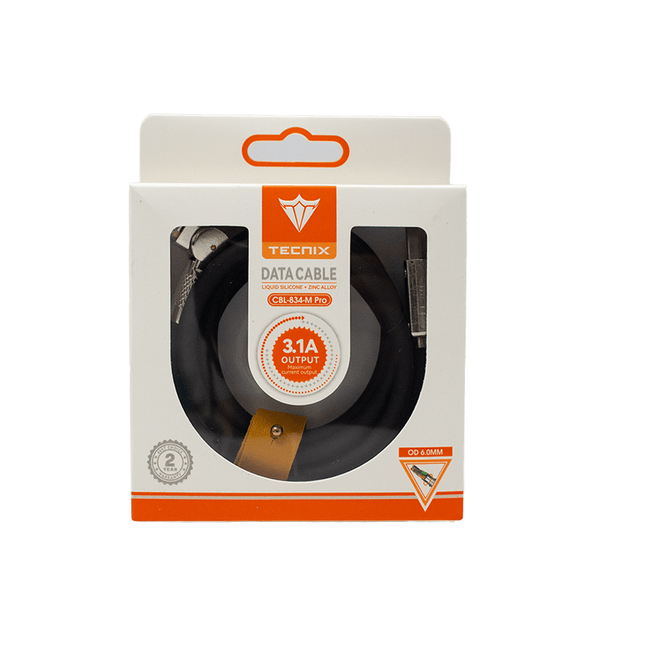 Tecnix OD 6.0m Mecha Wire USB TO Micro USB Black [CBL - 834 - M BK] - Fastrak