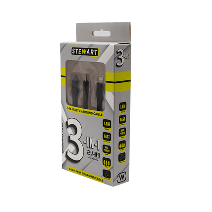 Stewart 1.8m 3In1 USB Charging Cable [STW - 3I1CC/1.8M] - Fastrak