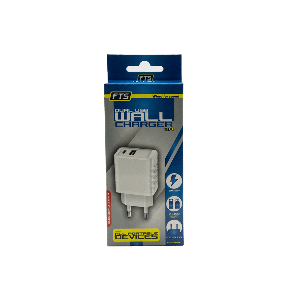 FTS Adapter 20W A+C 5V/3A Wall Charger [FTS - 8PWC] - Fastrak