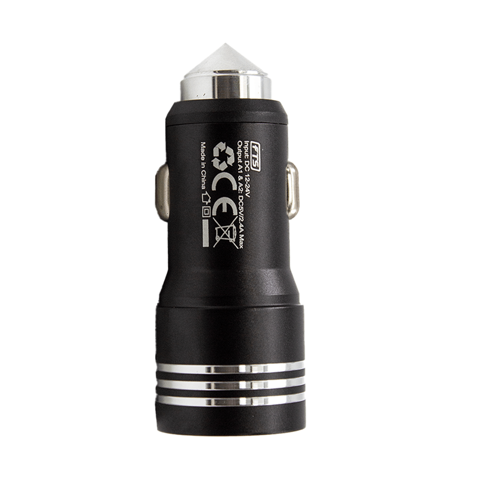 FTS Adapter Dual USB 2.4A Car Charger Black [FTS - 30C BK] - Fastrak