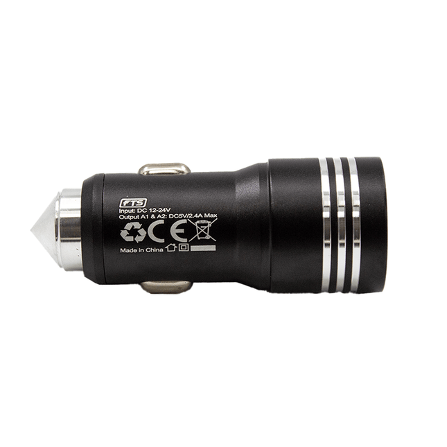 FTS Adapter Dual USB 2.4A Car Charger Black [FTS - 30C BK] - Fastrak
