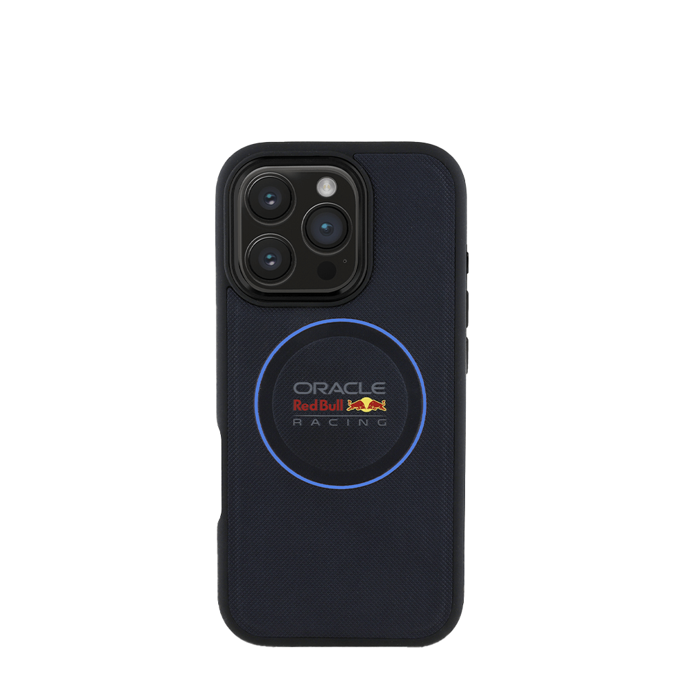 RedBull Racing - Magsafe Meshed Navy IPhone 16 Pro Leather Case With Blue Ring - Fastrak