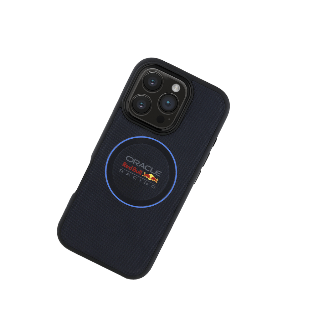 RedBull Racing - Magsafe Meshed Navy IPhone 16 Pro Leather Case With Blue Ring - Fastrak
