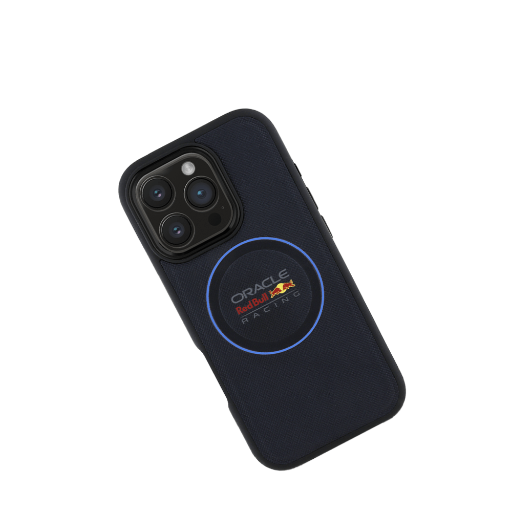 RedBull Racing - Magsafe Meshed Navy IPhone 16 Pro Leather Case With Blue Ring - Fastrak