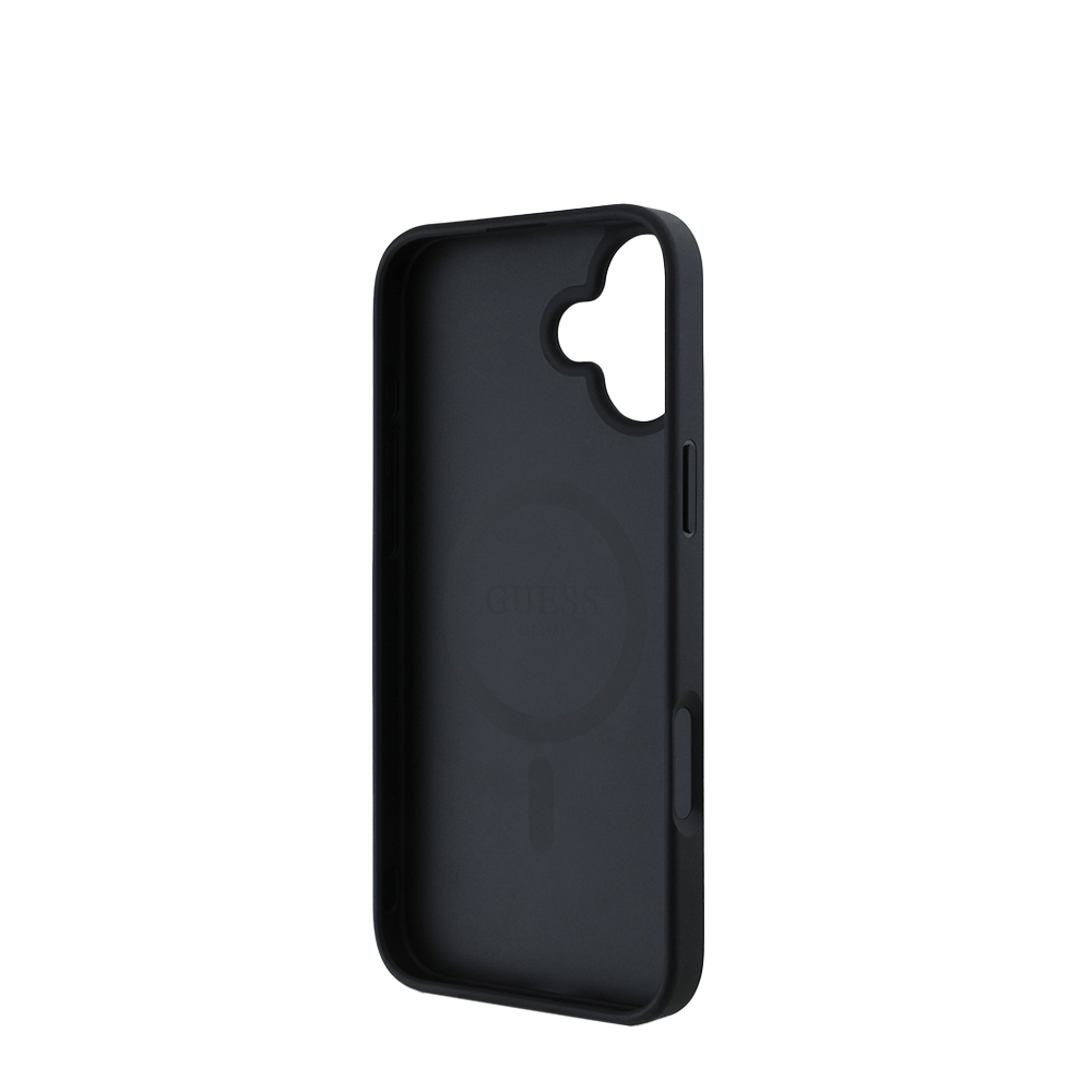GUESS - Magsafe Grained IPhone 16 Black Case with Printed Flower Pattern - Fastrak