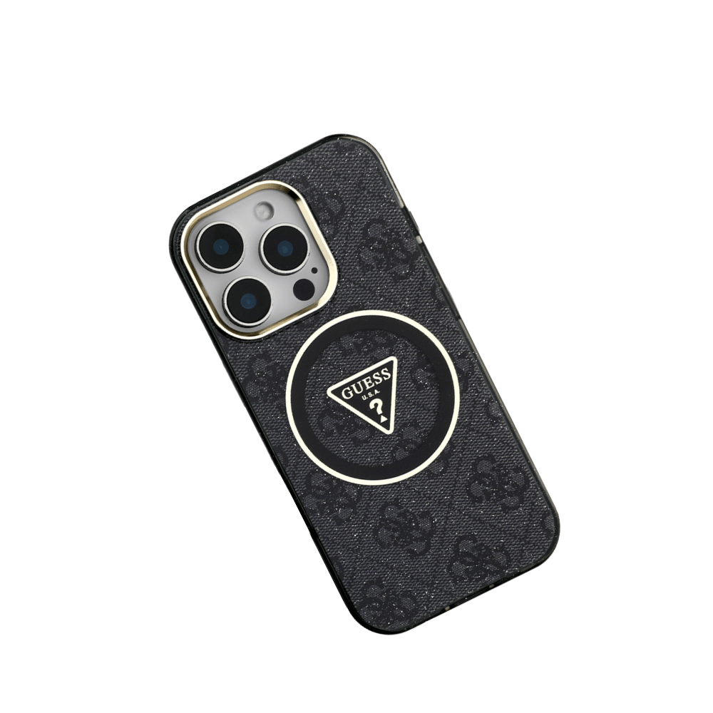 GUESS - Magsafe IML 4G Glitter And Triangle IPhone 16 Pro Black Case - Fastrak