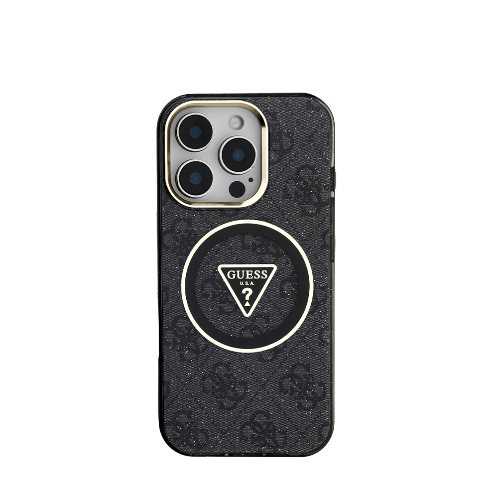 GUESS - Magsafe IML 4G Glitter And Triangle IPhone 16 Pro Black Case - Fastrak