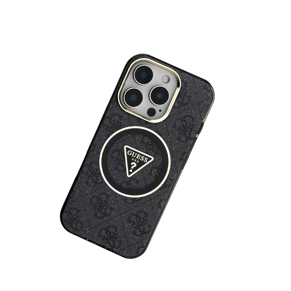 GUESS - Magsafe IML 4G Glitter And Triangle IPhone 16 Pro Black Case - Fastrak