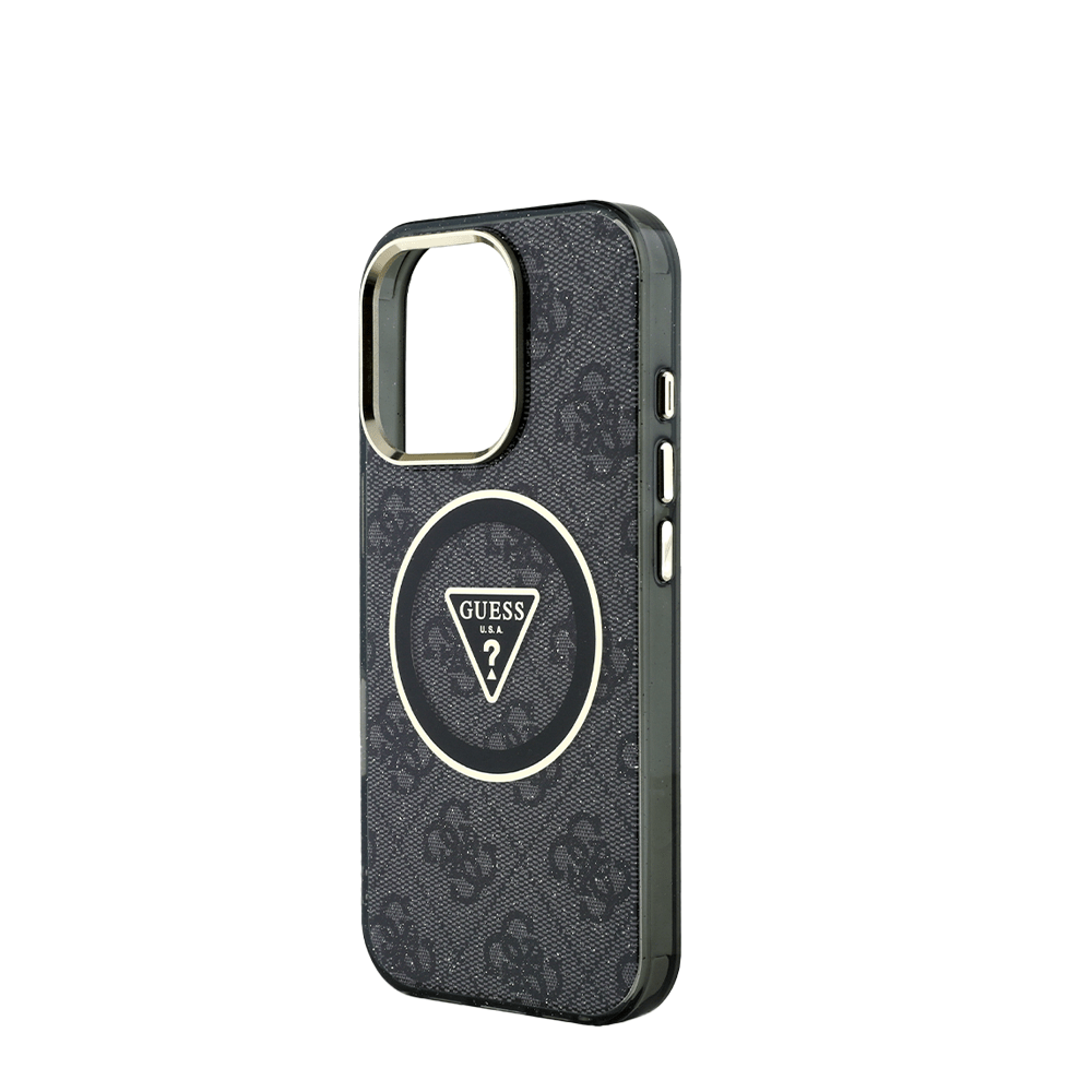 GUESS - Magsafe IPhone 16 Pro Max Black Case W/ IML 4G Glitter And Triangle - Fastrak