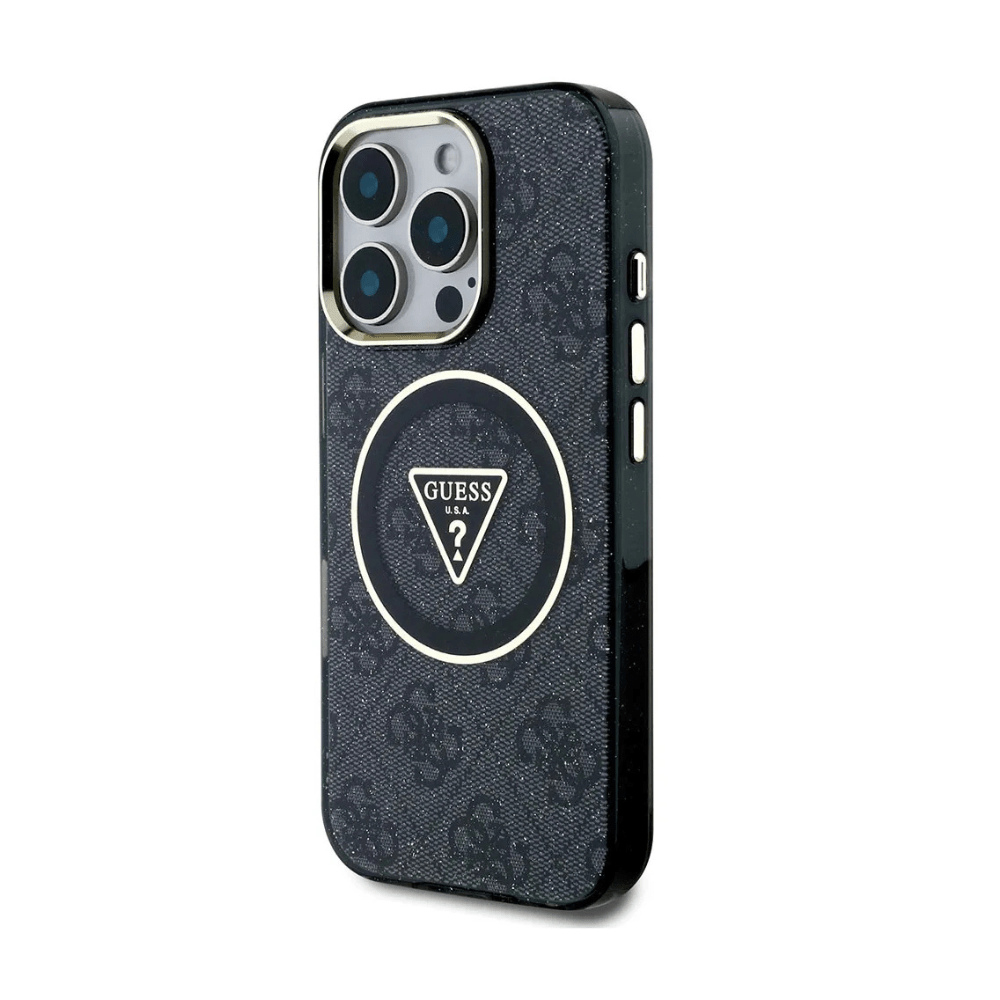 GUESS - Magsafe IPhone 16 Pro Max Black Case W/ IML 4G Glitter And Triangle - Fastrak