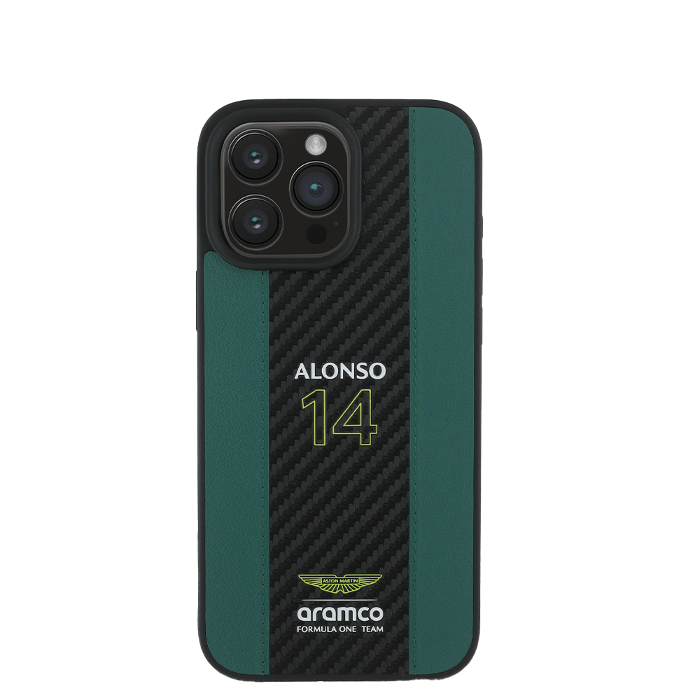 ASTON MARTIN - Aramco Magsafe F1 - Genuine Green Leather IPhone 16 Pro Case - Fastrak