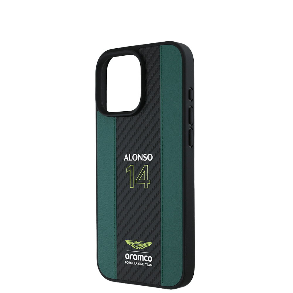 ASTON MARTIN - Aramco Magsafe F1 - Genuine Green Leather IPhone 16 Pro Case - Fastrak