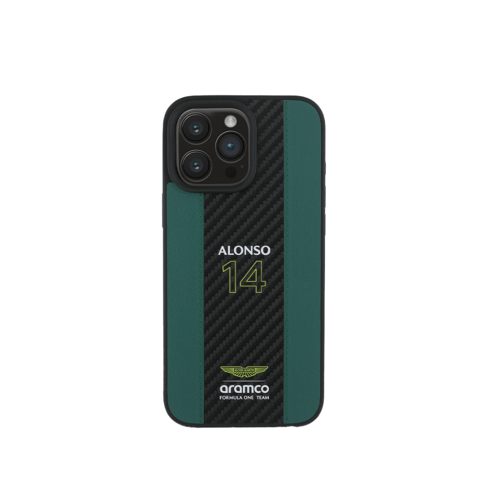 ASTON MARTIN - Aramco Magsafe F1 - Genuine Green Leather IPhone 16 Pro Max Case - Fastrak