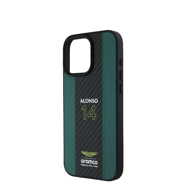 ASTON MARTIN - Aramco Magsafe F1 - Genuine Green Leather IPhone 16 Pro Max Case - Fastrak