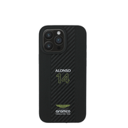 ASTON MARTIN - Aramco Magsafe F1 - Genuine Black Leather IPhone 16 Pro Case - Fastrak