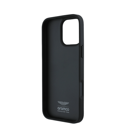 ASTON MARTIN - Aramco Magsafe F1 - Genuine Black Leather IPhone 16 Pro Max Case - Fastrak